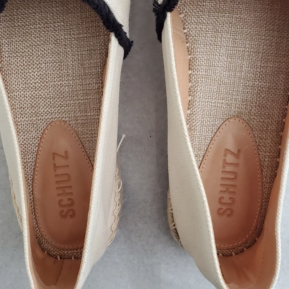 New Schutz Ohanna Printed Canvas Espadrilles Size 10
